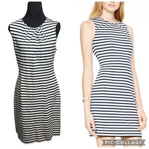 Kate Spade Nautical Dress Navy and White Striped Sleeveless Sz 12 Preppy Career